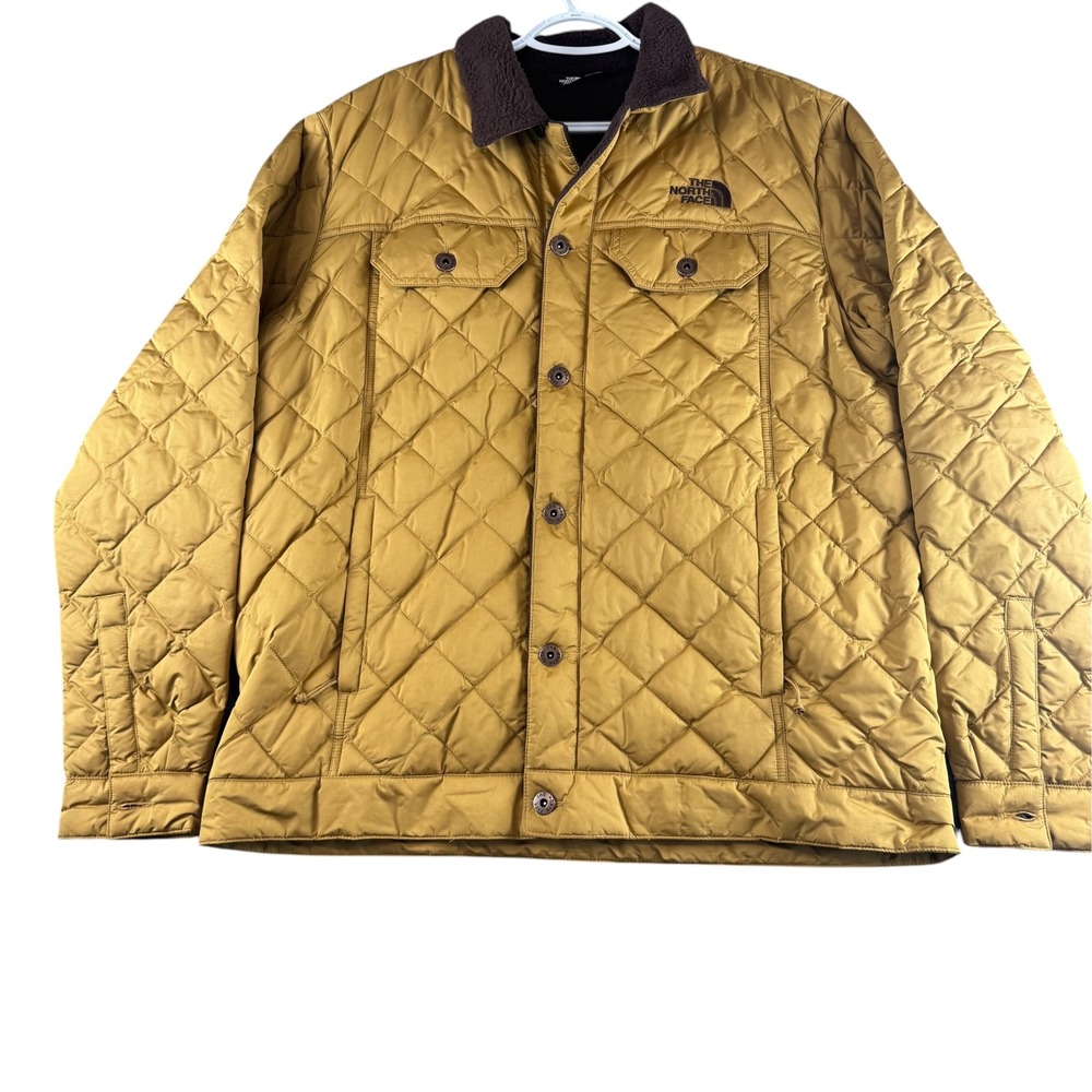 The North Face Mens Thermoball Quilted Sherpa Lined Shirt Jacket Gold Large
